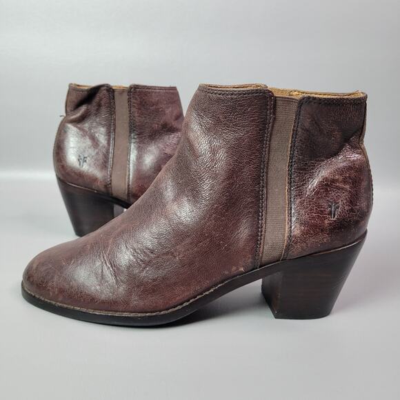 Womens Frye Jolene Inside Zip Short Brick Red Brown Boots Size 7.5 M Bootie - Picture 2 of 14
